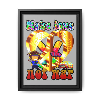 love peace - framed canvas art (light grey)