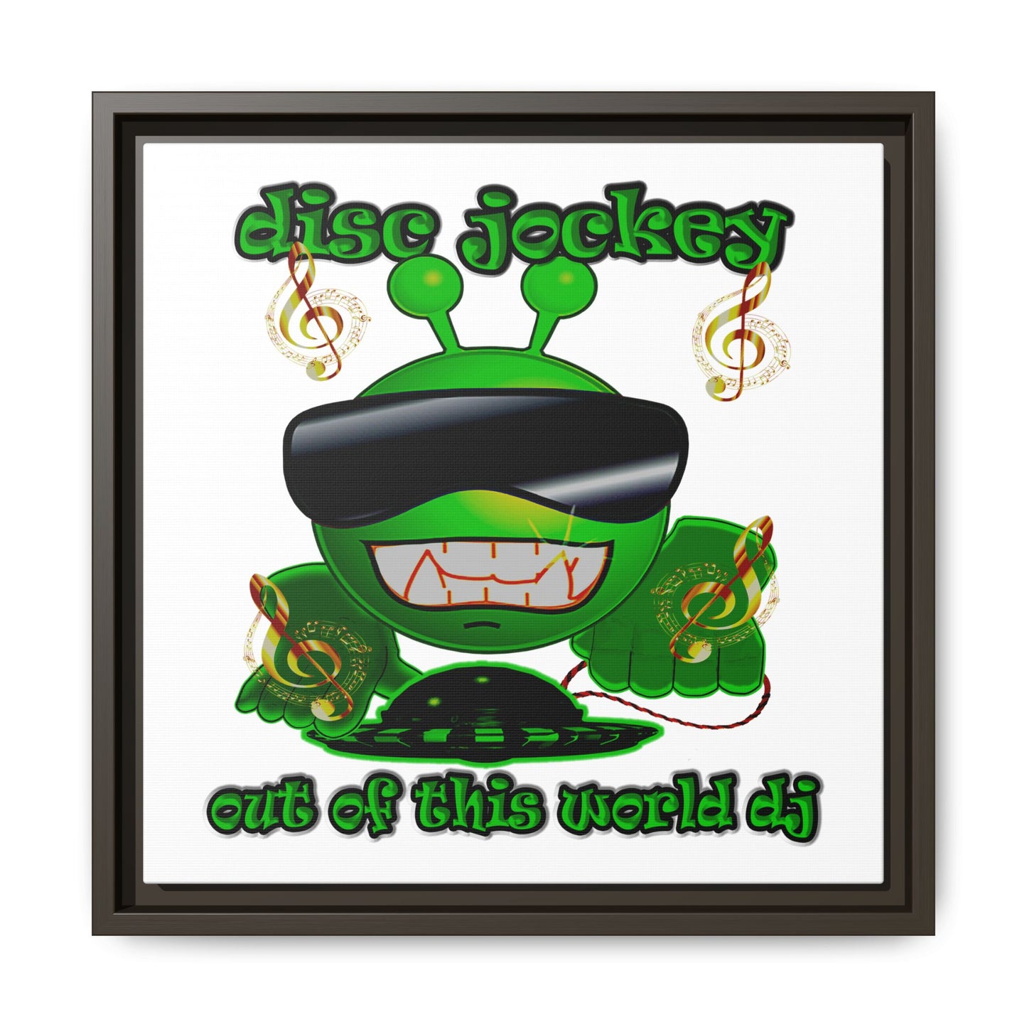 disc jockey - framed canvas art (white)