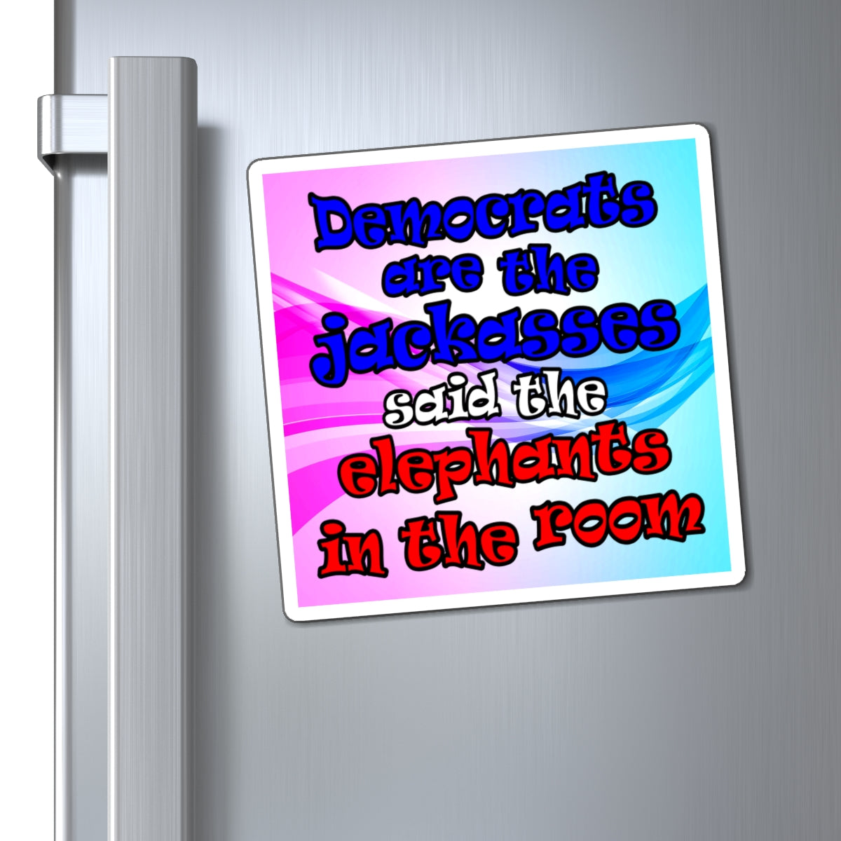 donkeys and elephants - Magnets - (light blue-pink wave)