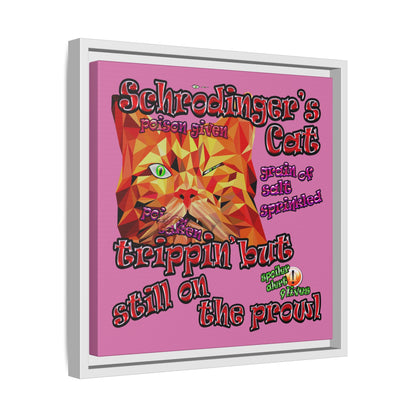 schrodinger's cat - framed canvas art (light pink)