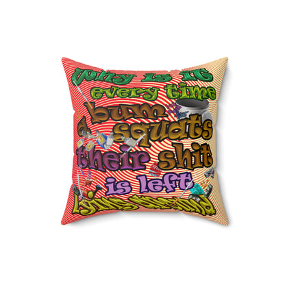 the bum's shit - Spun Polyester Square Pillow - (yellow-orange wave)