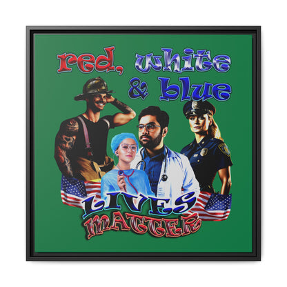 rw&b lives matter - framed canvas art (dark green)