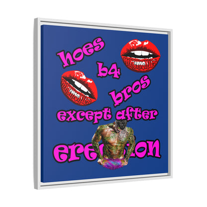 hoes b4 bros - framed canvas art (dark blue)