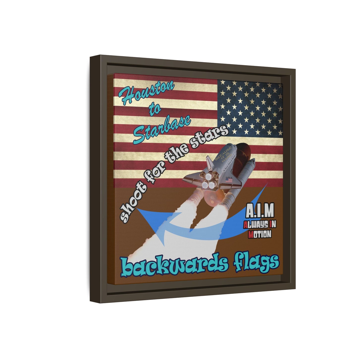 shoot for the stars - framed canvas art (brown)