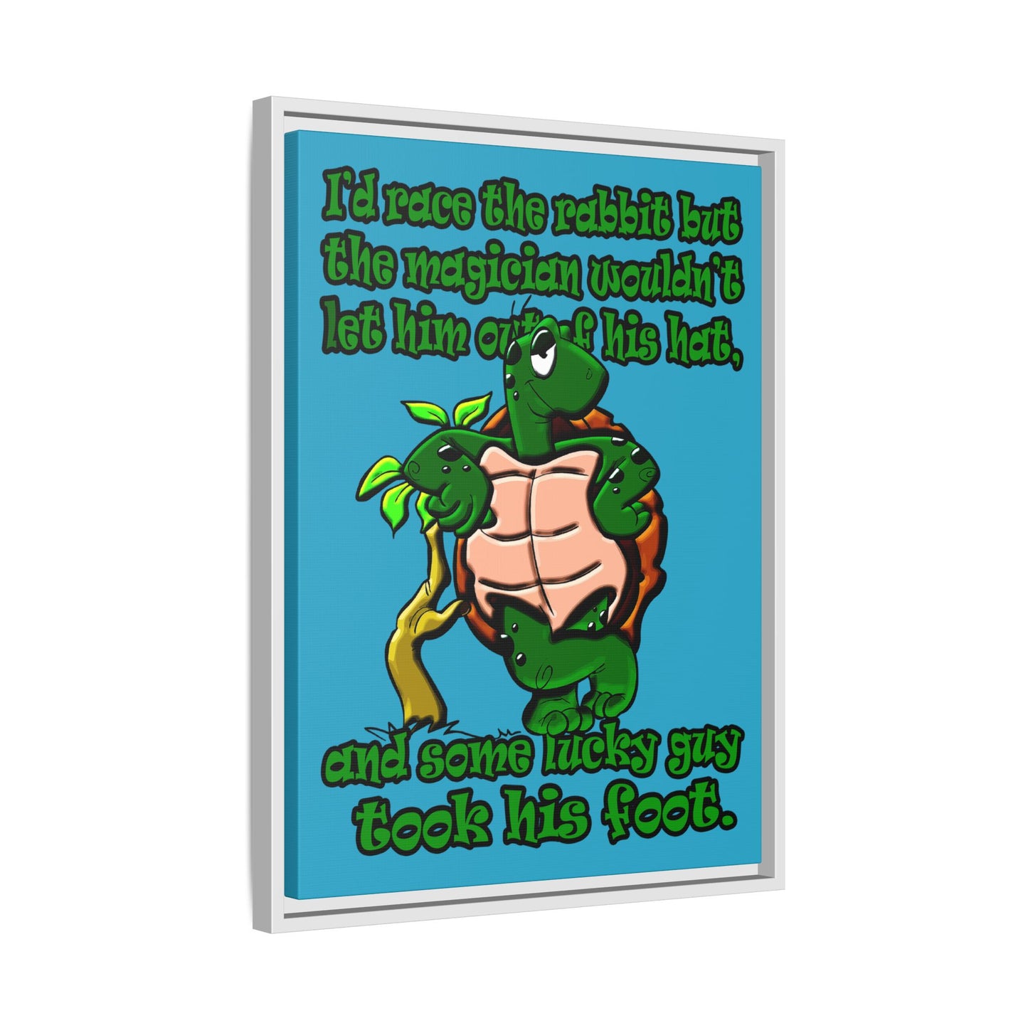 turtle race - framed canvas art (turquoise)