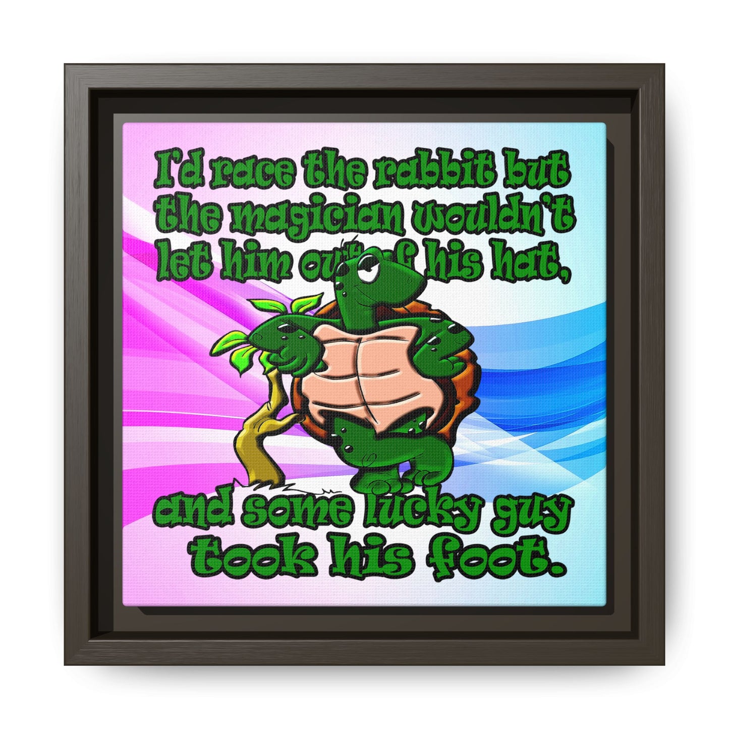 turtle race - framed canvas art (light blue-pink wave)