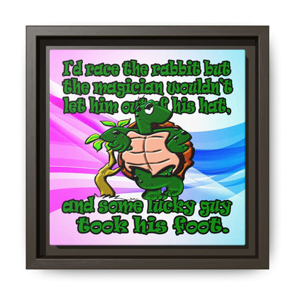 turtle race - framed canvas art (light blue-pink wave)