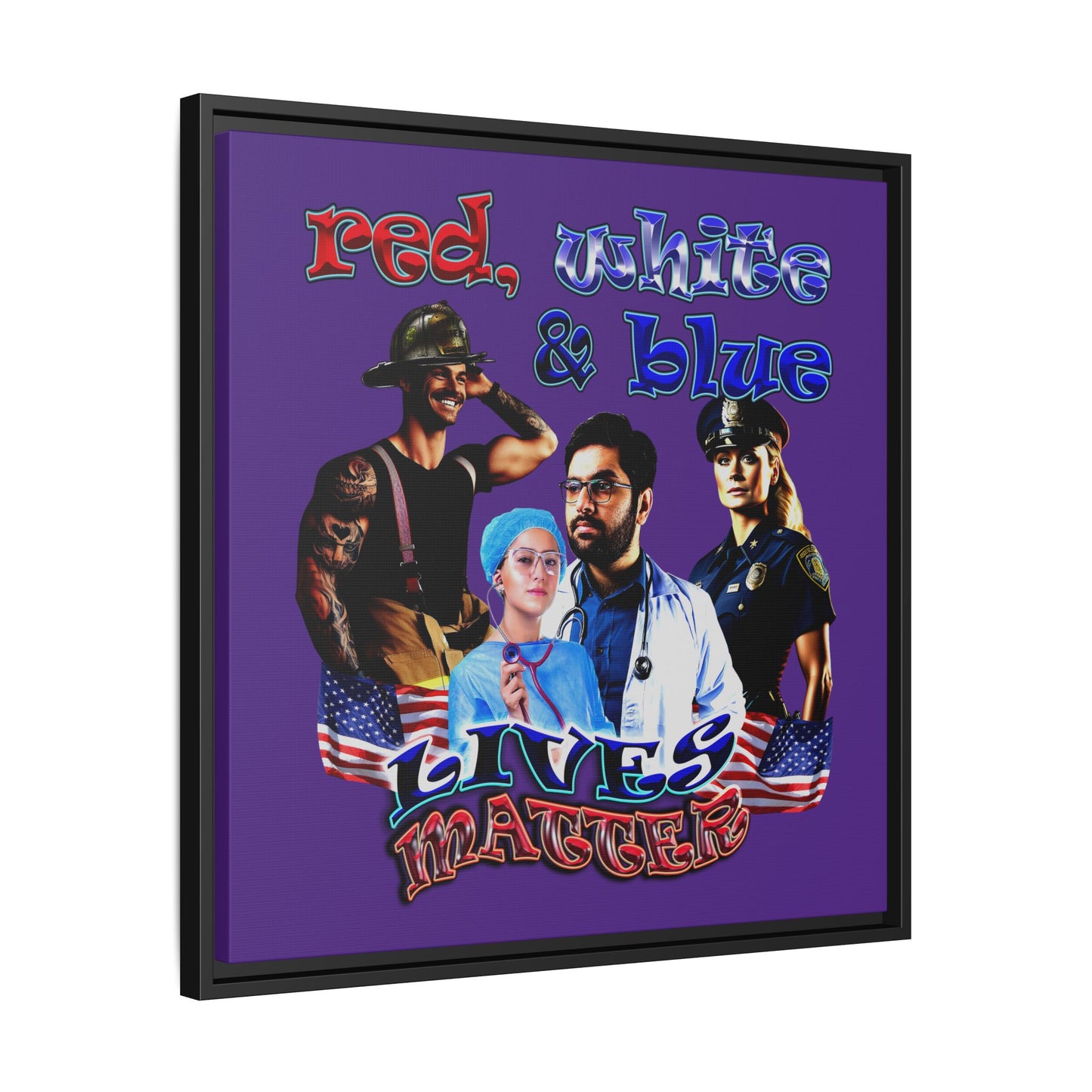 rw&b lives matter - framed canvas art (purple)