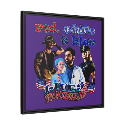 rw&b lives matter - framed canvas art (purple)