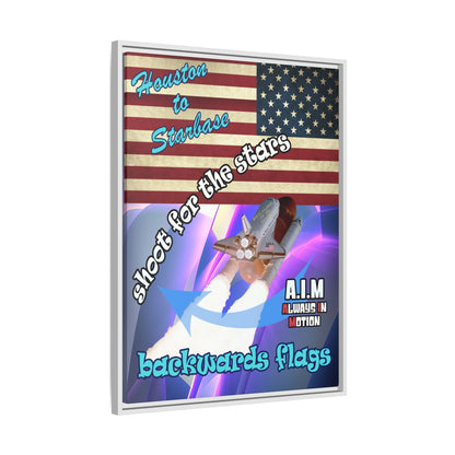 shoot for the stars - framed canvas art (grey-pink wave)