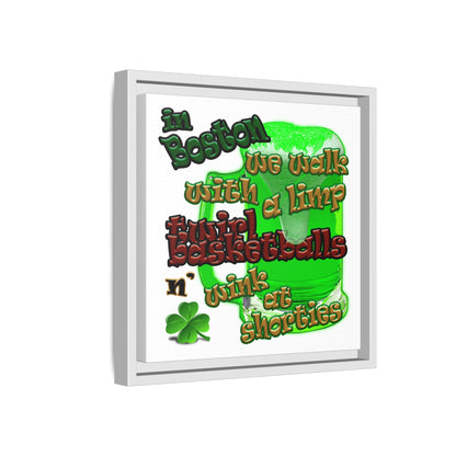 celtics logo - framed canvas art (white)
