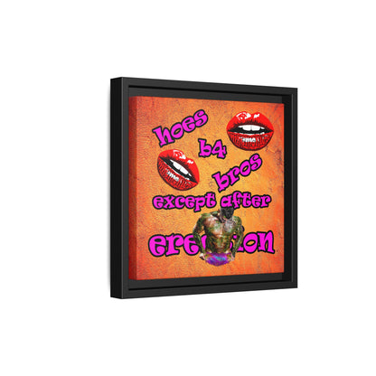 hoes b4 bros - framed canvas art (burnt orange)