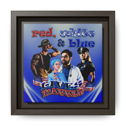 rw&b lives matter - framed canvas art (blue-white wave)