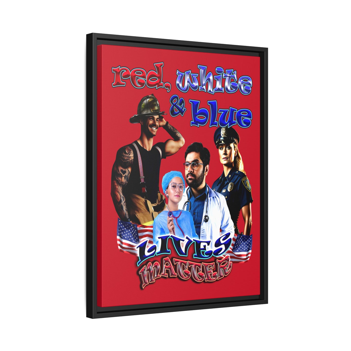 rw&b lives matter - framed canvas art (dark red)