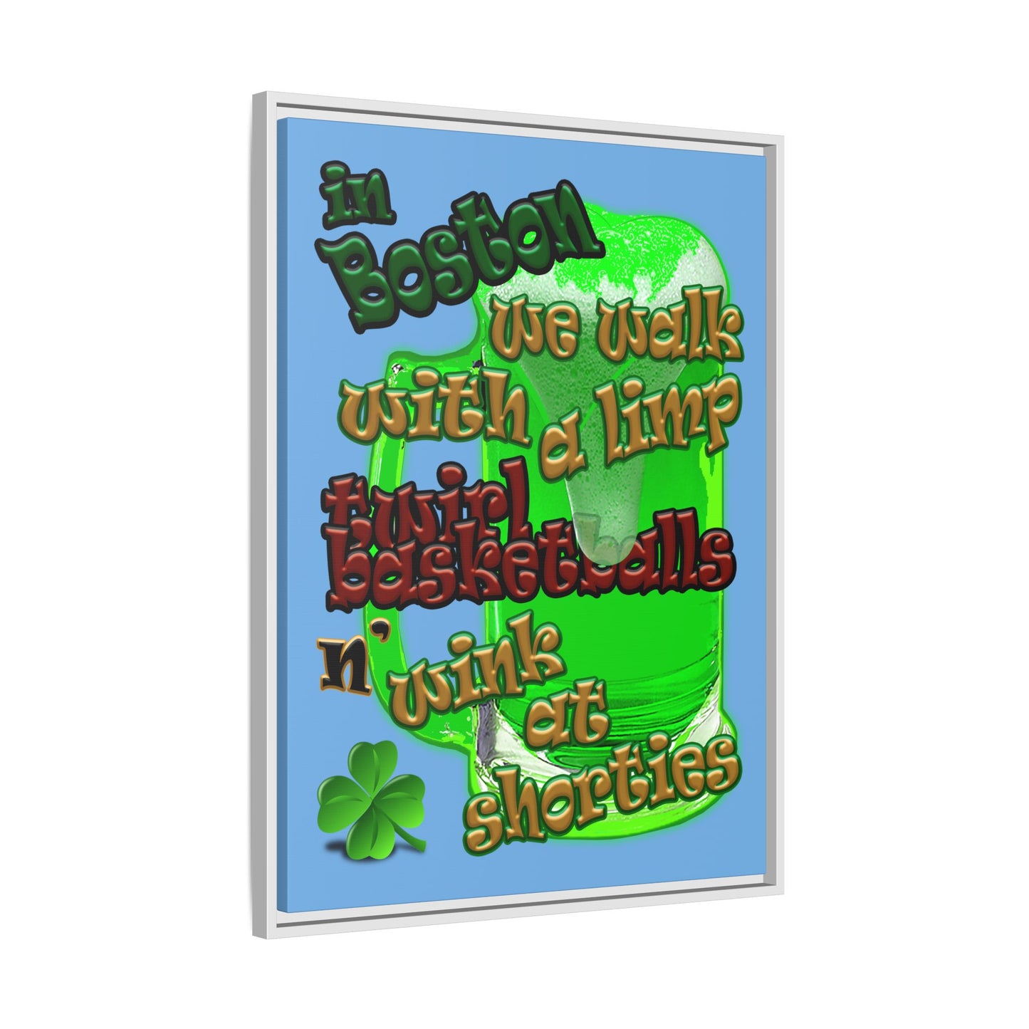 celtics logo - framed canvas art (light blue)