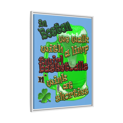 celtics logo - framed canvas art (light blue)