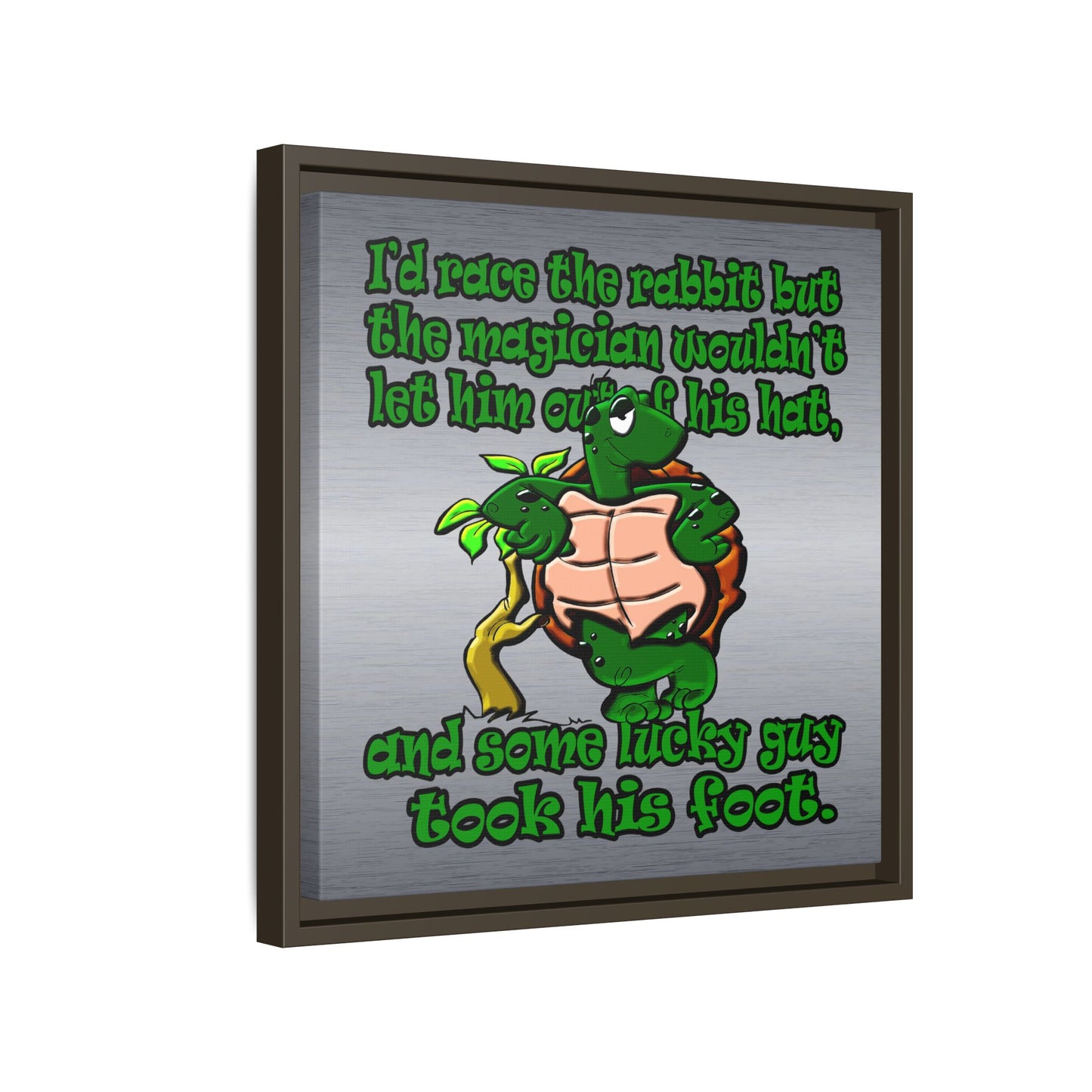 turtle race - framed canvas art (brushed nickel)