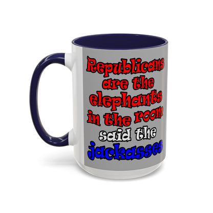 donkeys and elephants - Accent Mug (light grey)