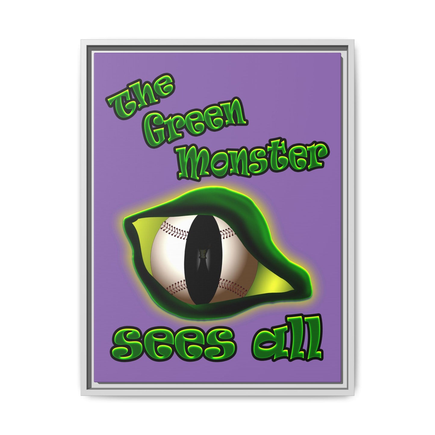 green monster - framed canvas art (light purple)