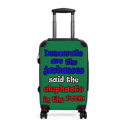 donkeys and elephants - Suitcase (dark green)