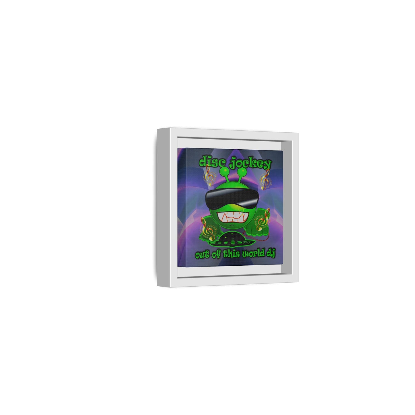 disc jockey - framed canvas art (grey-pink wave)