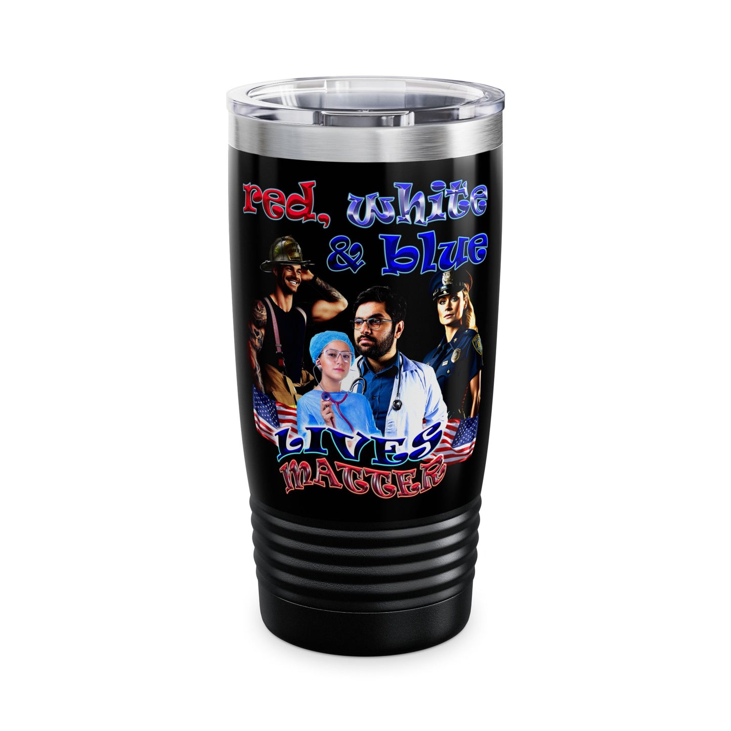 rw&b lives matter - Ringneck Tumbler, 20oz (black)