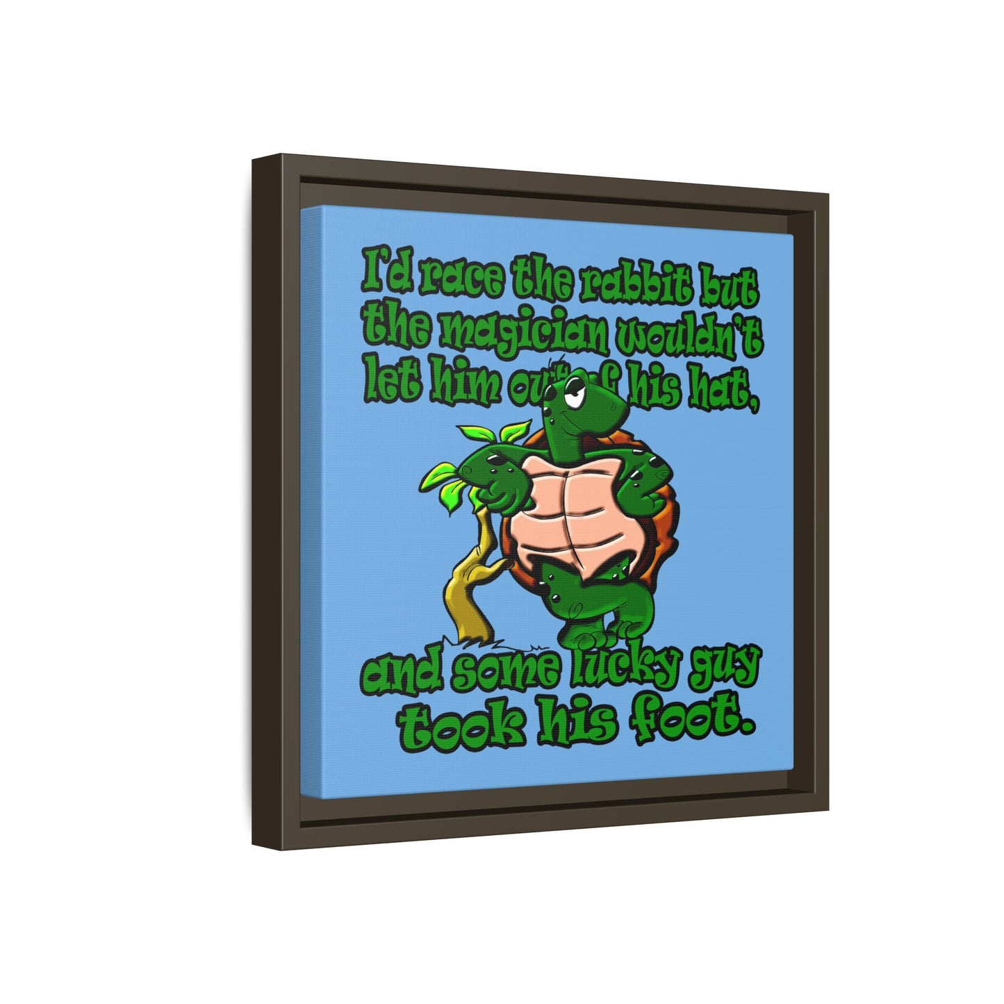 turtle race - framed canvas art (light blue)