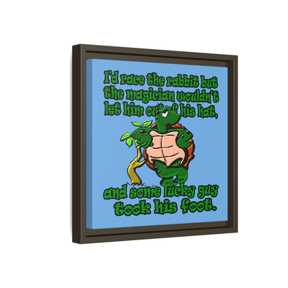 turtle race - framed canvas art (light blue)