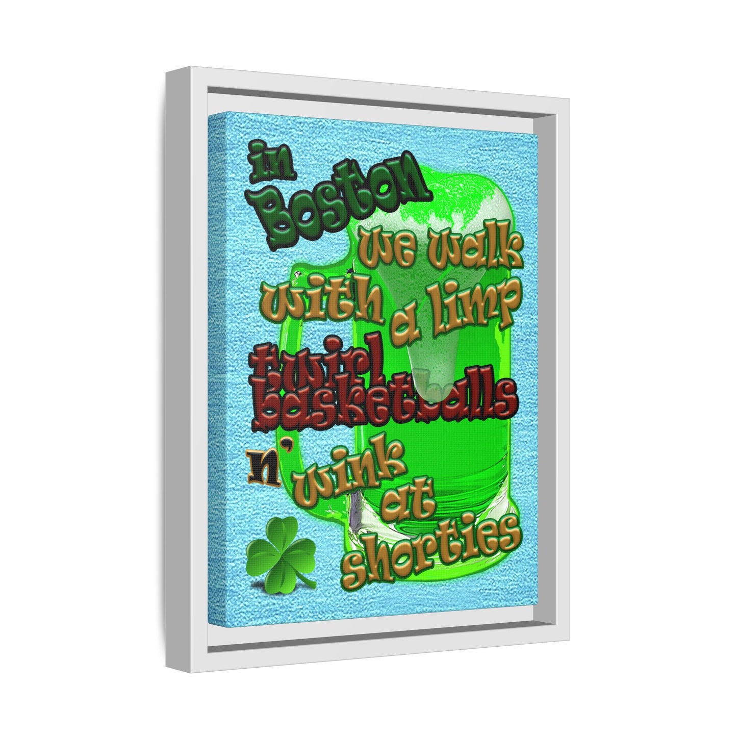 celtics logo - framed canvas art (faded blue)