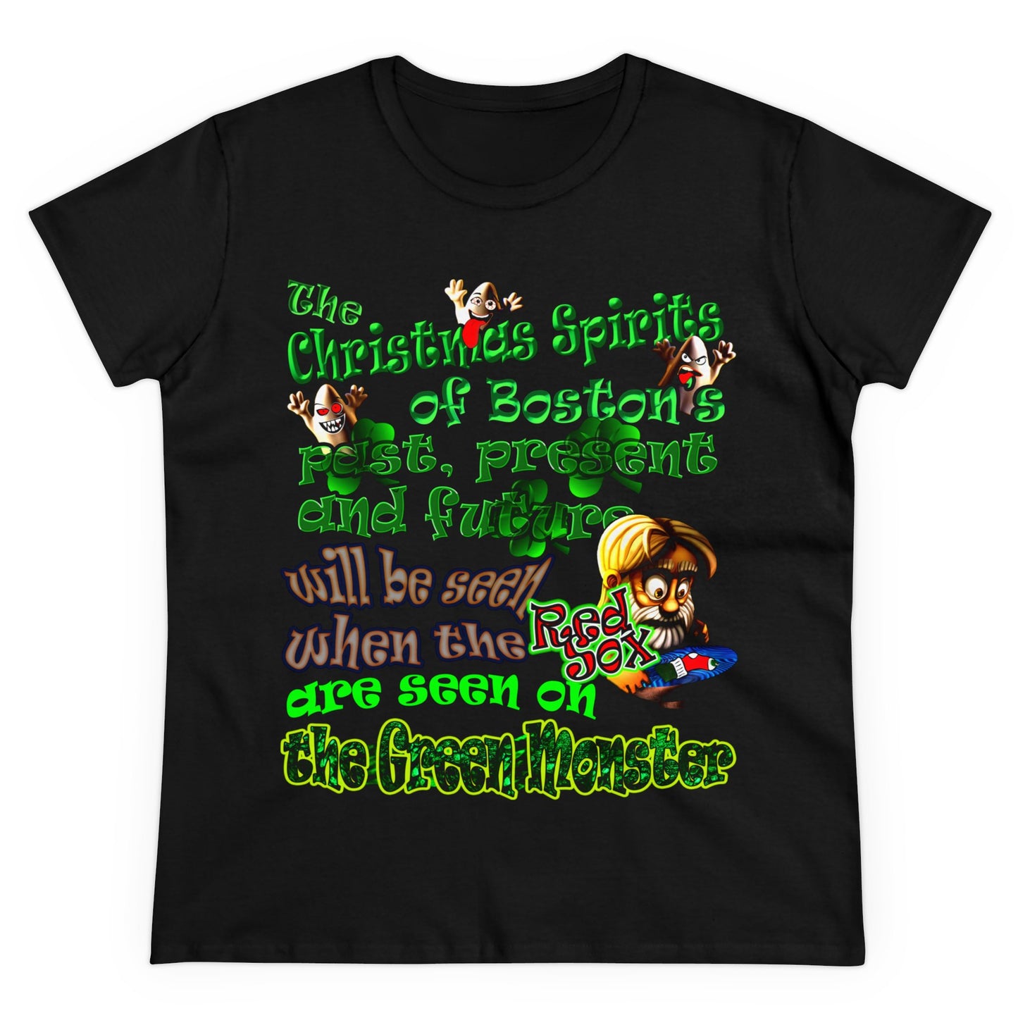 christmas spirits of boston - Women's Midweight Cotton Tee