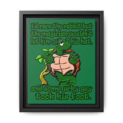 turtle race - framed canvas art (dark green)