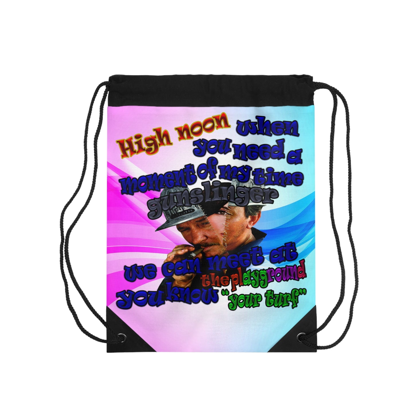 high noon - Drawstring Bag (light blue-pink wave)