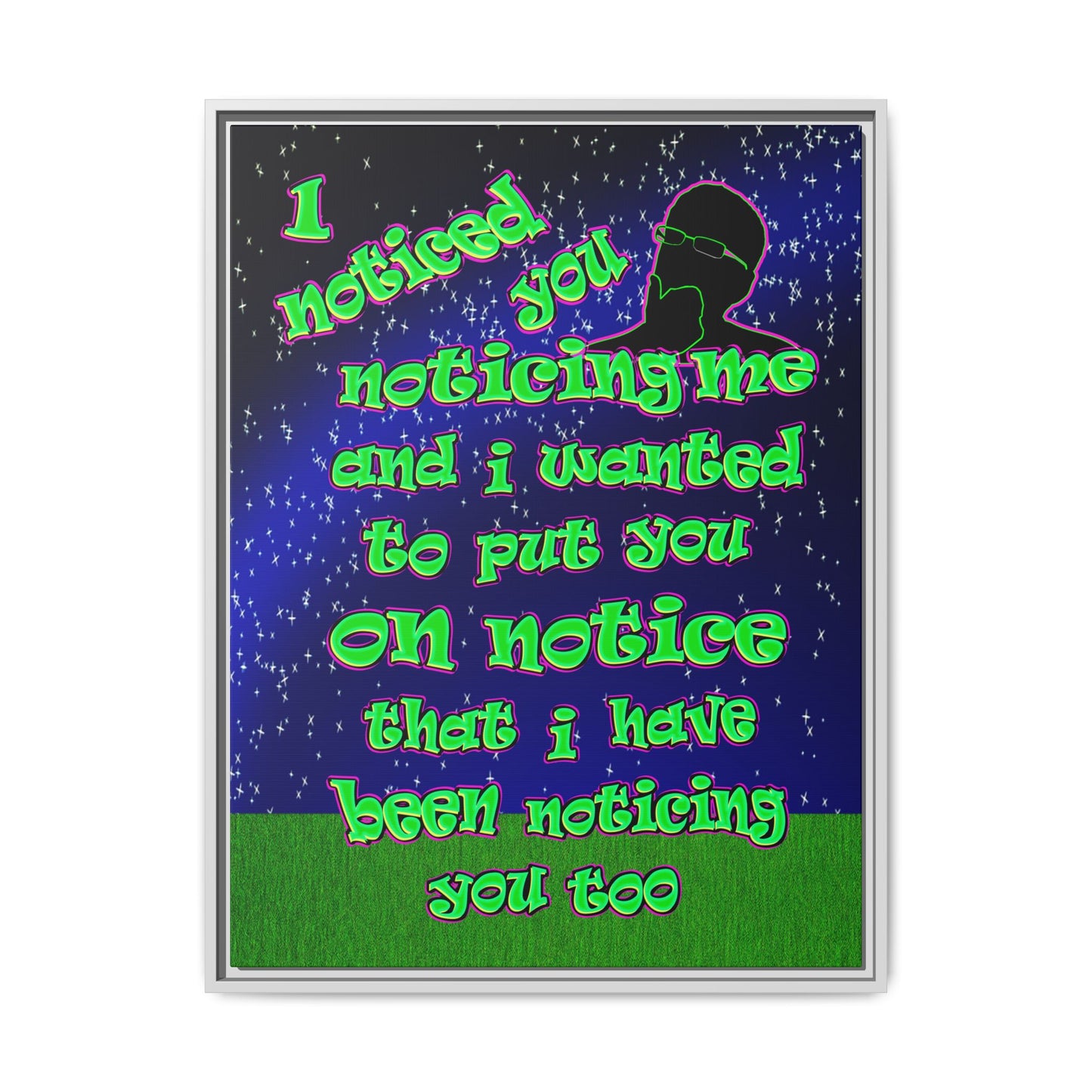 noticed you noticing - framed canvas art ('snoops' background)