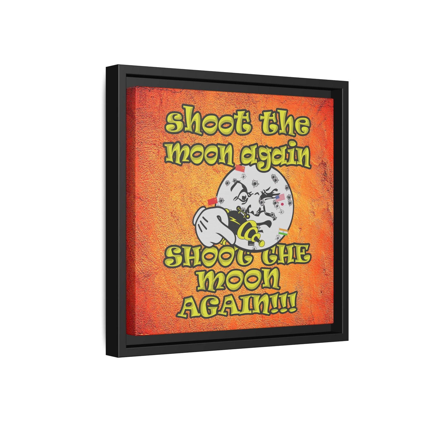 shoot the moon again - framed canvas art (burnt orange)