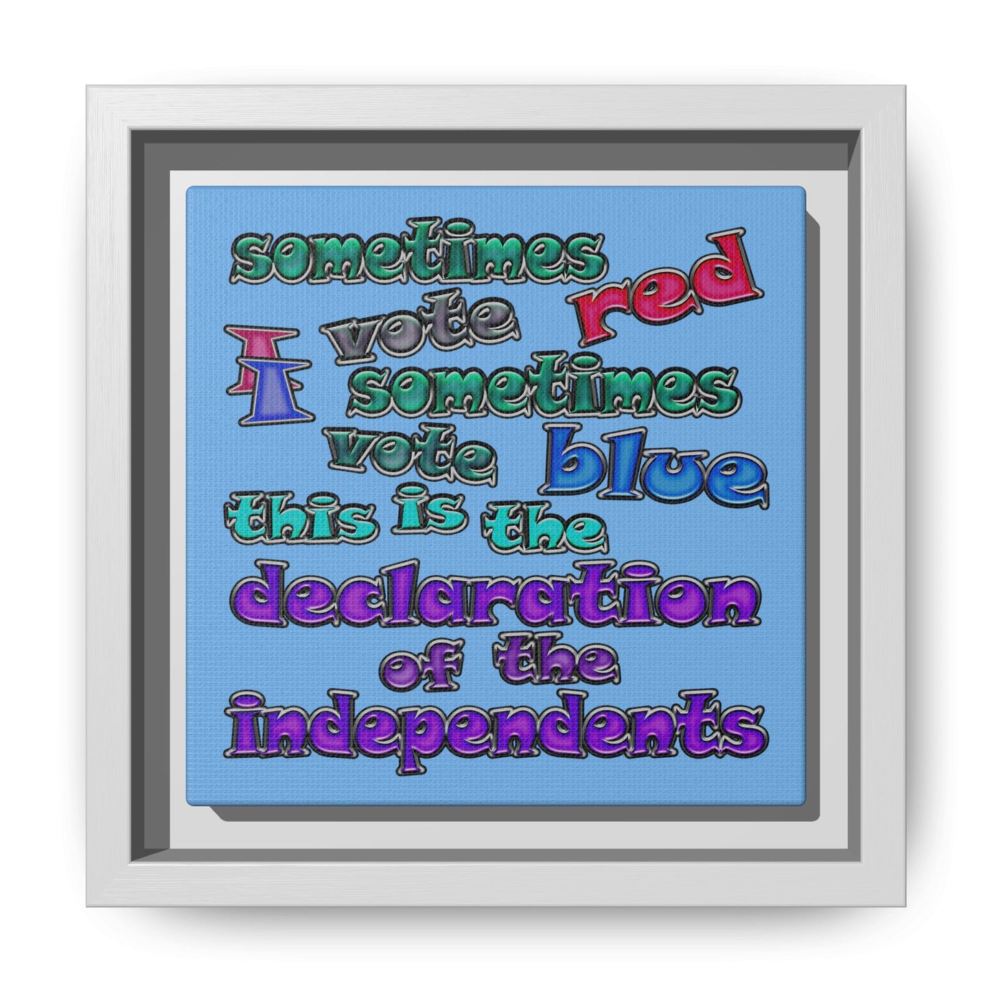 declaration of the independents - framed canvas art (light blue)