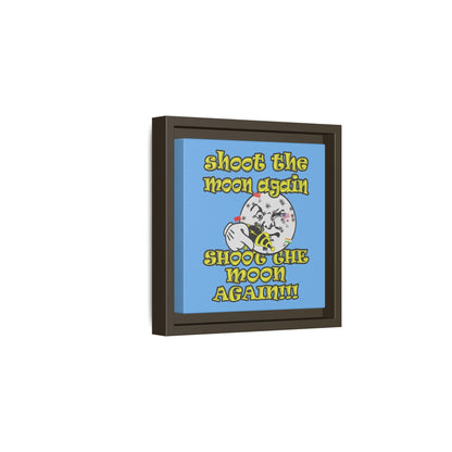 shoot the moon again - framed canvas art (light blue)