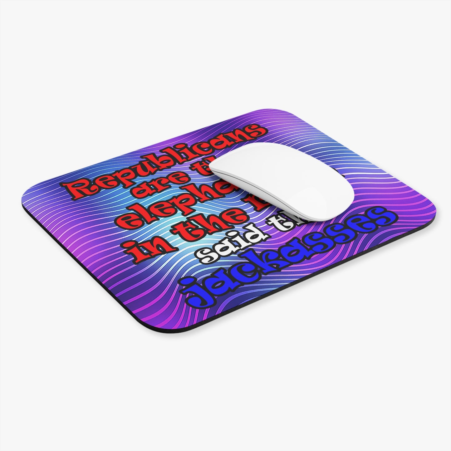 donkeys and elephants - Mouse Pad (Rectangle) (purple wave)