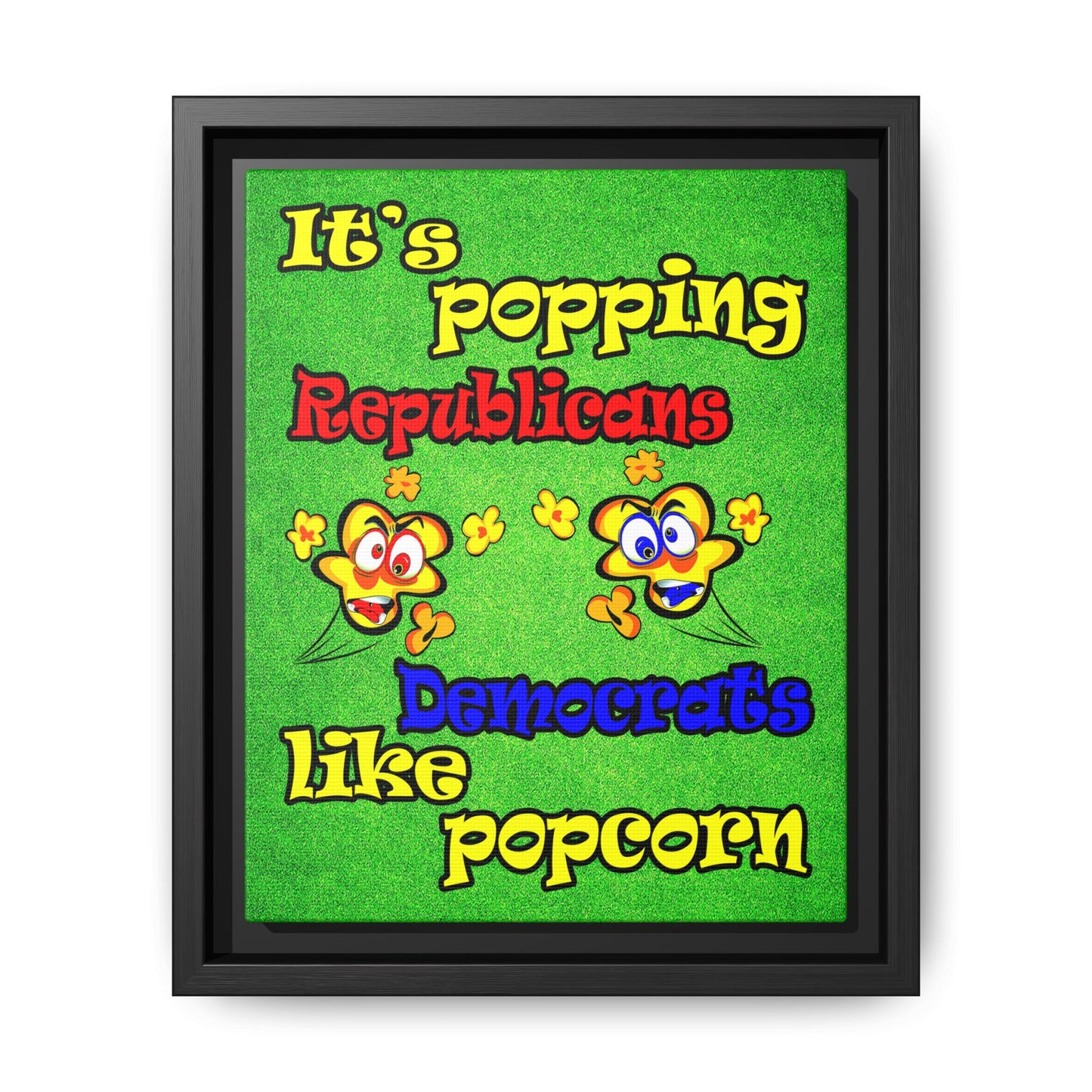 popping like popcorn - framed canvas art (green turf)