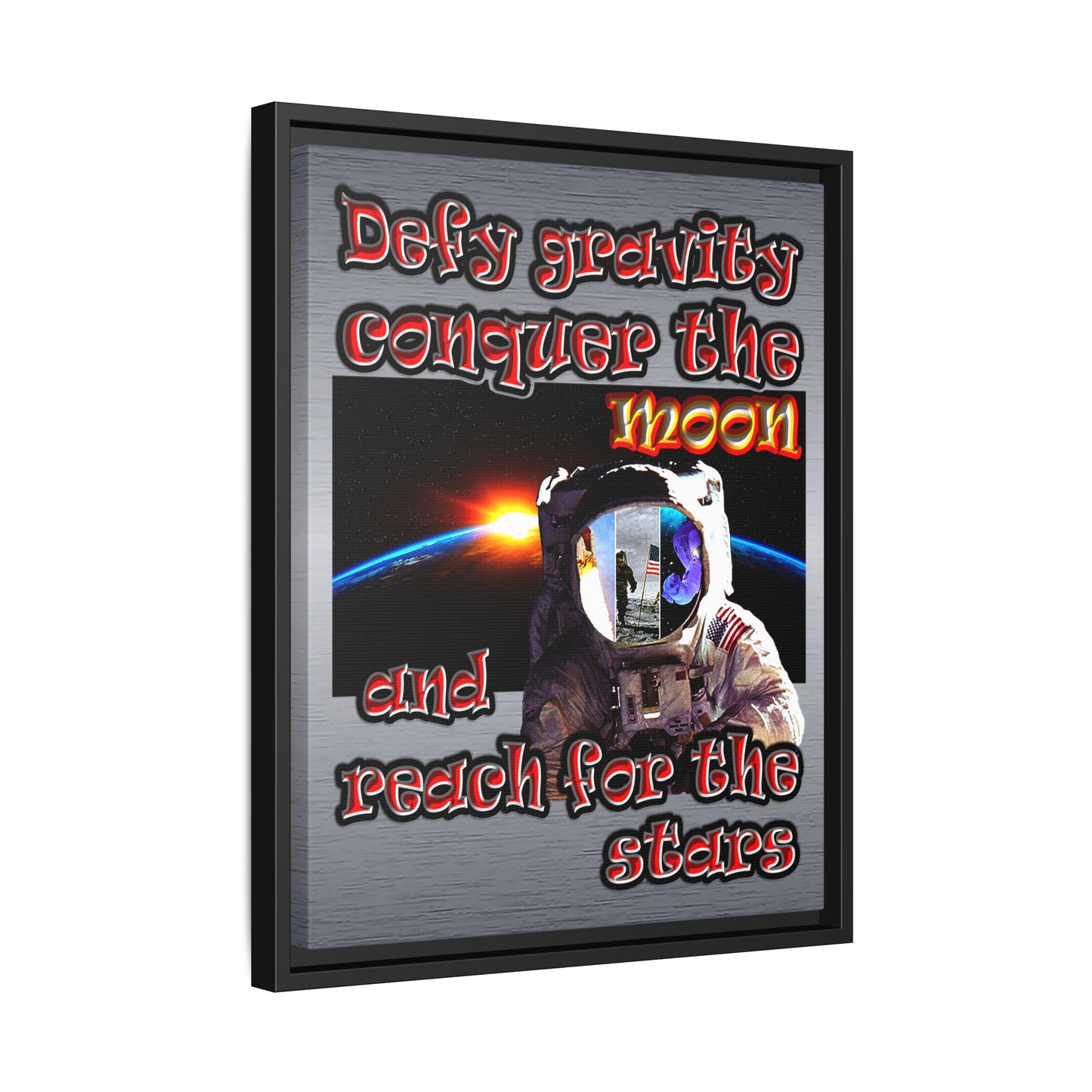 defy conquer reach - framed canvas art (brushed nickel)