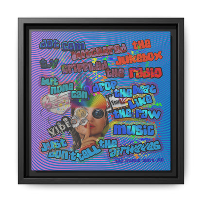 drop the beat - framed canvas art (light blue-purple wave)