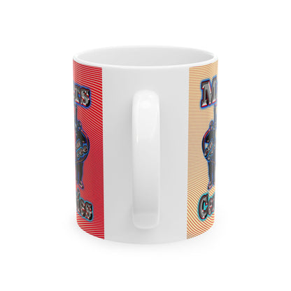 em cee squared - White Mug (yellow-orange wave)