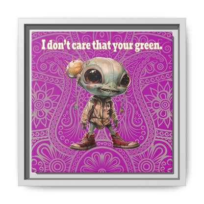 I don't care that your green - framed canvas art (pink swirl)