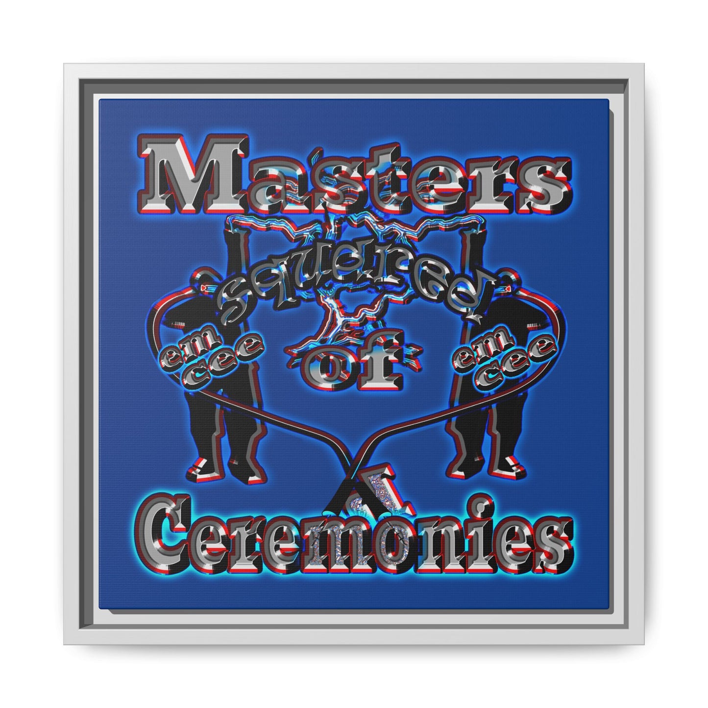 em cee squared - framed canvas art (dark blue)