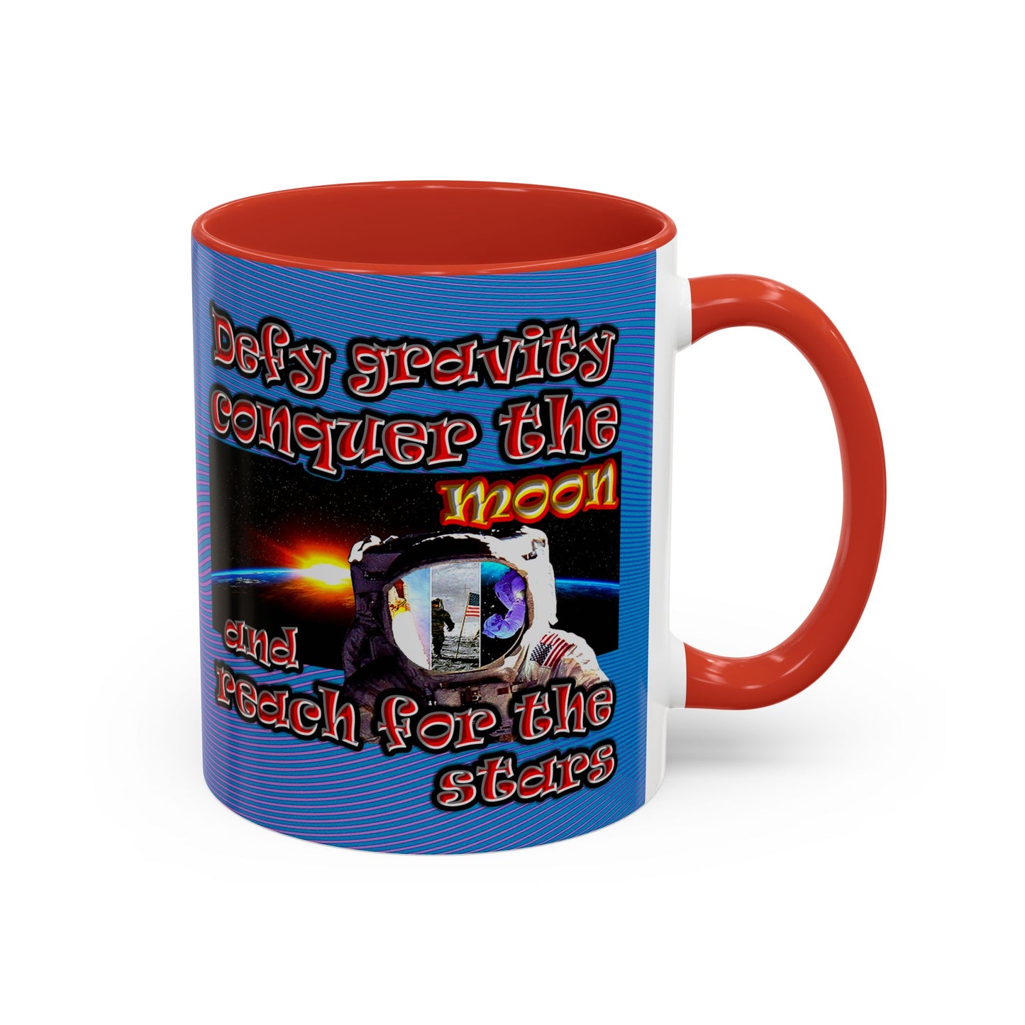 defy conquer reach - Accent Mug (light blue-purple wave)