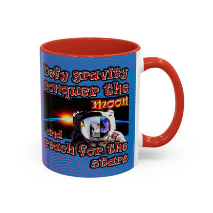 defy conquer reach - Accent Mug (light blue-purple wave)