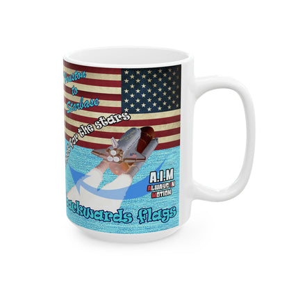 shoot for the stars - White Mug (faded blue)