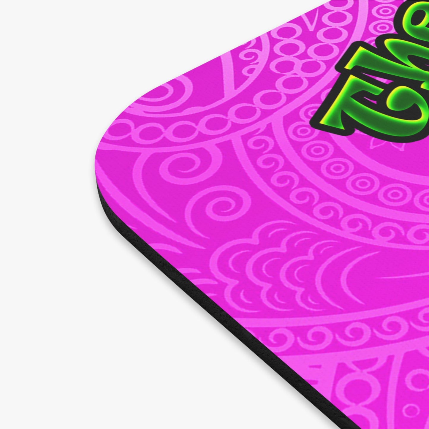 green monster - Mouse Pad (Rectangle) (pink swirl)
