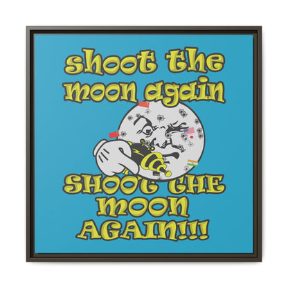 shoot the moon again - framed canvas art (turquoise)