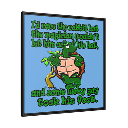 turtle race - framed canvas art (light blue)