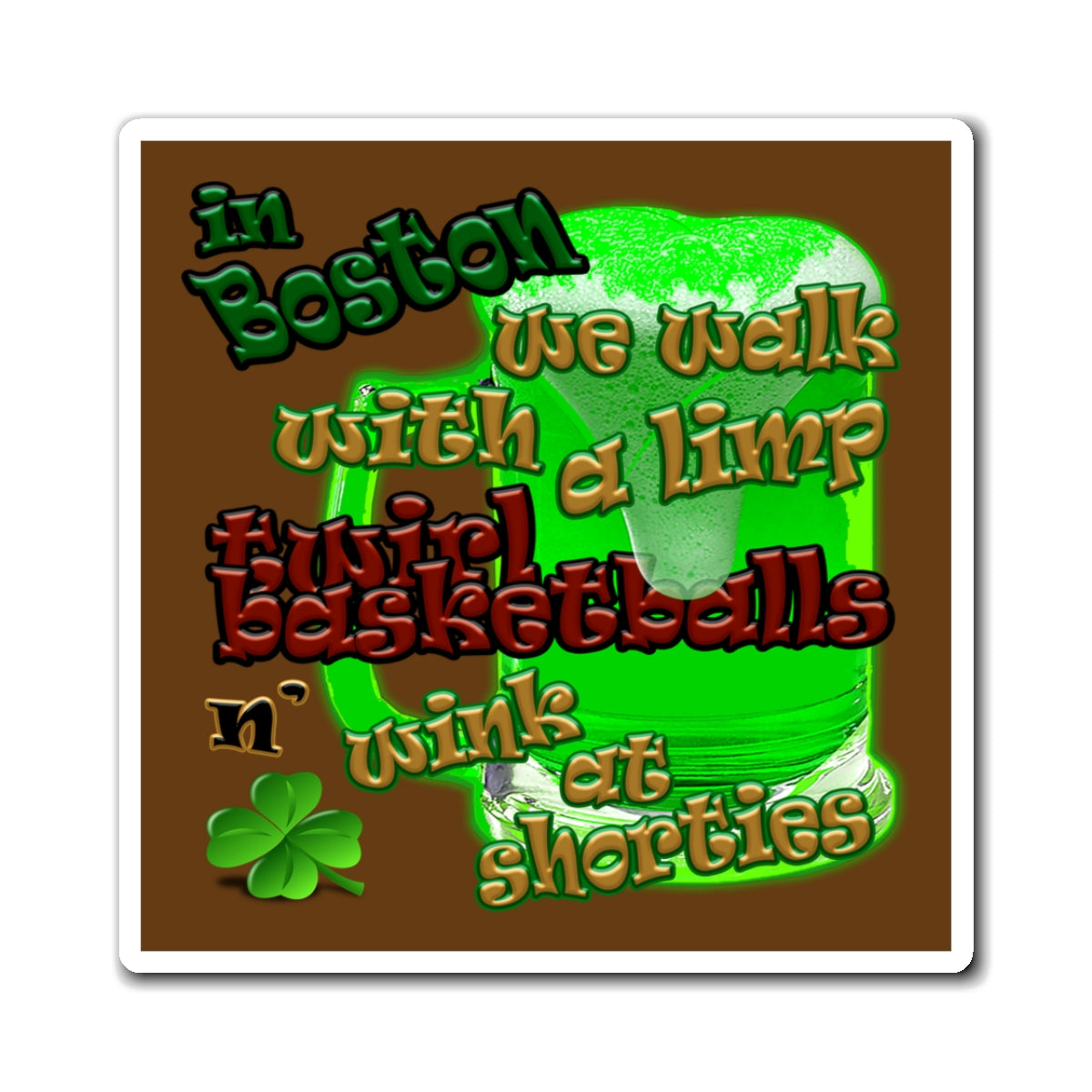 celtics logo - Magnets - (brown)